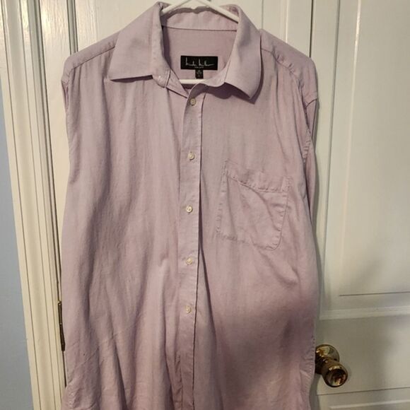 Nicole Miller Men's Pink Button Down Collard Shirt. Like‎ New. LARGE 16 in neck - Picture 7 of 9